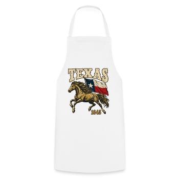 Texan Heritage Pferd mit Flagge 1845 - Kochschürze - Weiß - Vorne - AI Model Male 185 dark (185cm)