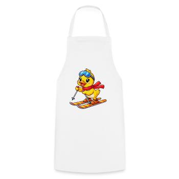 Süße Ente Skifahrer Cartoon Wintersport - Kochschürze - Weiß - Vorne - AI Model Male 185 dark (185cm)