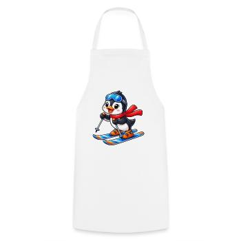 Süßer Pinguin auf Ski Cartoon Wintersport - Kochschürze - Weiß - Vorne - AI Model Male 185 dark (185cm)