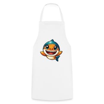Lachender Hai Cartoon - Kochschürze - Weiß - Vorne - AI Model Male 185 dark (185cm)