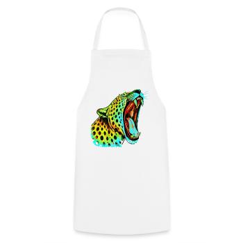 Brüllender Psychodelischer Neonleopard - Kochschürze - Weiß - Vorne - AI Model Male 185 dark (185cm)