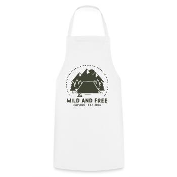 Waldcamping Freiheit - Kochschürze - Weiß - Vorne - AI Model Male 185 dark (185cm)