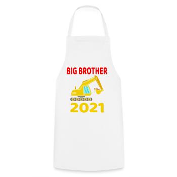 Big Brother 2021 Bagger Großer Bruder 2021 Bald - Kochschürze - Weiß - Vorne - AI Model Male 185 dark (185cm)