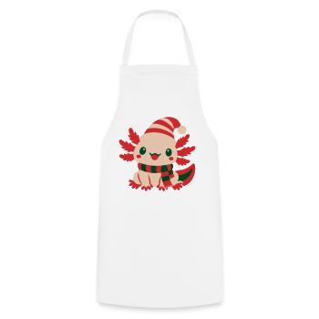 Axolotl Weihnachtsmuetze Icon - Kochschürze - Weiß - Vorne - AI Model Male 185 dark (185cm)