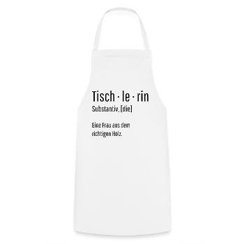 Tischlerin Substantiv Definition Holz Geschenk - Kochschürze - Weiß - Vorne - AI Model Male 185 dark (185cm)