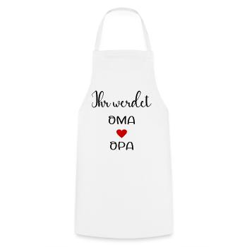 Oma Opa Babymitteilung - Kochschürze - Weiß - Vorne - AI Model Male 185 dark (185cm)