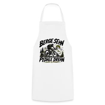 Berge sehn - Pedale drehn - für MTB Fahrer - Kochschürze - Weiß - Vorne - AI Model Male 185 dark (185cm)