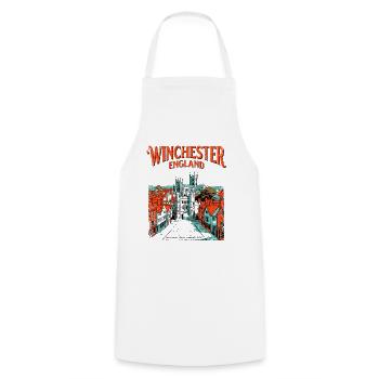 Retro Winchester England Historic Cityscape - Kochschürze - Weiß - Vorne - AI Model Male 185 dark (185cm)