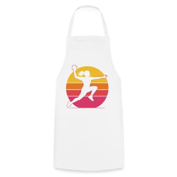 Retro Handballerin – Vintage Sonnenuntergang - Kochschürze - Weiß - Vorne - AI Model Male 185 dark (185cm)