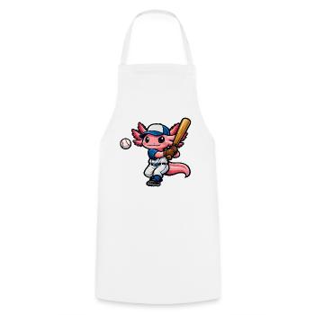 Axolotl beim Baseball – Süßes Sportmotiv - Kochschürze - Weiß - Vorne - AI Model Male 185 dark (185cm)