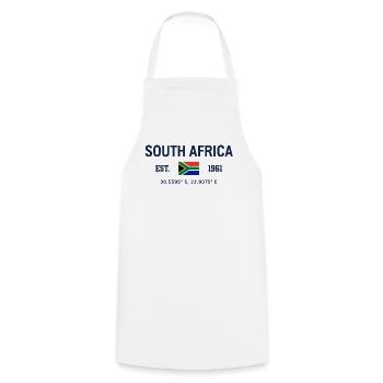South Africa - Südafrika - Flagge - Koordinaten - Kochschürze - Weiß - Vorne - AI Model Male 185 dark (185cm)