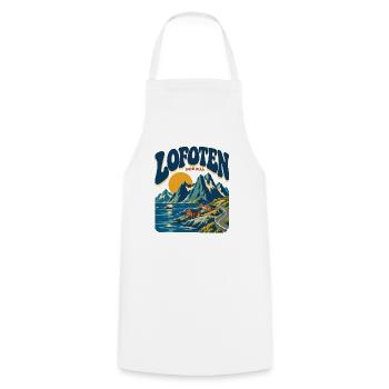 Lofoten Norway Retro Travel - Kochschürze - Weiß - Vorne - AI Model Male 185 dark (185cm)