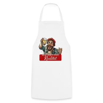 Hilft gegen akute Realität – Bier Humor - Kochschürze - Weiß - Vorne - AI Model Male 185 dark (185cm)