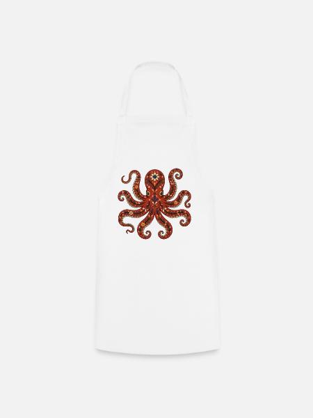 Folk Art Octopus - Kochschürze - Weiß