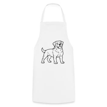 Rottweiler – Minimalistische Line Art - Kochschürze - Weiß - Vorne - AI Model Male 185 dark (185cm)