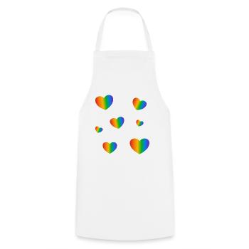Rainbow Hearts LGBT-Stolz - Kochschürze - Weiß - Vorne - AI Model Male 185 dark (185cm)