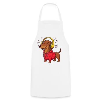 Dackel Musik Kopfhörer Hund Sound T-Shirt - Kochschürze - Weiß - Vorne - AI Model Male 185 dark (185cm)