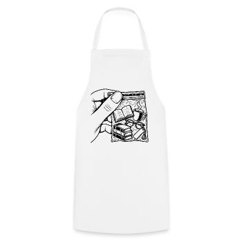 Suchtlesen – Pouch Books, Kaffee & Brille - Kochschürze - Weiß - Vorne - AI Model Male 185 dark (185cm)
