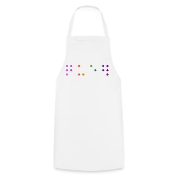Queer-Kontraktierte Braille - Kochschürze - Weiß - Vorne - AI Model Male 185 dark (185cm)