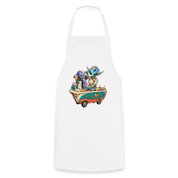 Galaktischer Eiszauber Barkeeper - Kochschürze - Weiß - Vorne - AI Model Male 185 dark (185cm)