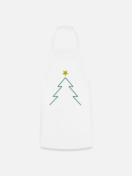 Weihnachtsbaum mit Stern - Schlichter Tannenbaum - Kochschürze - Weiß