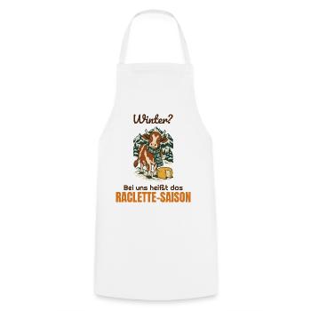 Winter? Bei uns heißt das Raclette-Saison - Kochschürze - Weiß - Vorne - AI Model Male 185 dark (185cm)