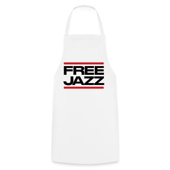 Free Jazz fettes Logo - Kochschürze - Weiß - Vorne - AI Model Male 185 dark (185cm)