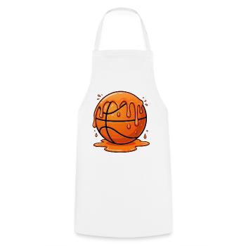 Zerschmelzender orangefarbener Basketball-Splash - Kochschürze - Weiß - Vorne - AI Model Male 185 dark (185cm)