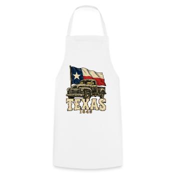 Texas Retro-Truck Flagge 1845 - Kochschürze - Weiß - Vorne - AI Model Male 185 dark (185cm)