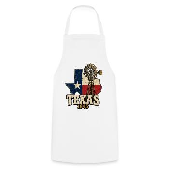 Texas Vintage Flagge Windrad 1845 - Kochschürze - Weiß - Vorne - AI Model Male 185 dark (185cm)