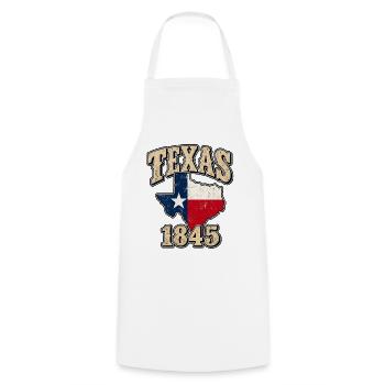 Texas 1845 Vintage Patch - Kochschürze - Weiß - Vorne - AI Model Male 185 dark (185cm)