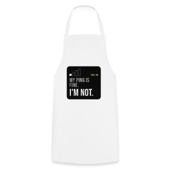 Ping Not Fine Tech-Meme - Kochschürze - Weiß - Vorne - AI Model Male 185 dark (185cm)