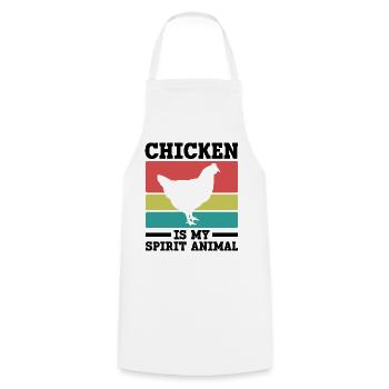 Huhn Seelentier Retro - Kochschürze - Weiß - Vorne - AI Model Male 185 dark (185cm)