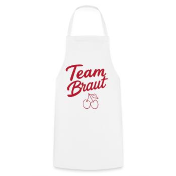 Team Braut! Kirsche - Kochschürze - Weiß - Vorne - AI Model Male 185 dark (185cm)