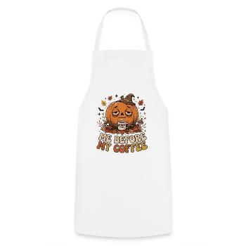 Halloween Kürbis mit Kaffee - Kochschürze - Weiß - Vorne - AI Model Male 185 dark (185cm)