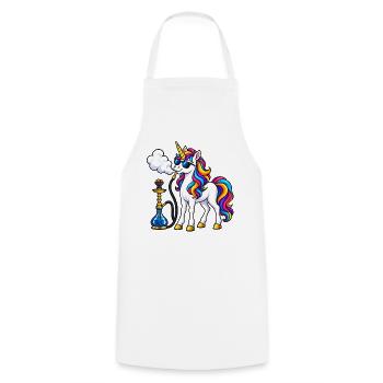 Einhorn mit Shisha – Fantasievolles Motiv - Kochschürze - Weiß - Vorne - AI Model Male 185 dark (185cm)