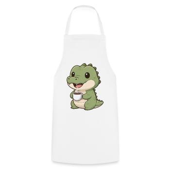 Krokodil mit Kaffee - Kochschürze - Weiß - Vorne - AI Model Male 185 dark (185cm)