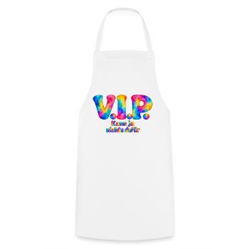V.I.P. – Kann ja nichts dafür – Aquarell Humor - Kochschürze - Weiß - Vorne - AI Model Male 185 dark (185cm)