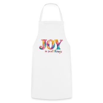 Joy in small things – bunter Aquarellspruch - Kochschürze - Weiß - Vorne - AI Model Male 185 dark (185cm)