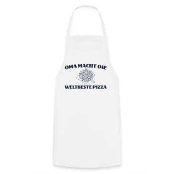 Oma macht die weltbeste Pizza - Pizzabäckerin - Kochschürze - Weiß - Vorne - AI Model Male 185 dark (185cm)