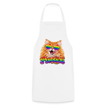 Regenbogen Pride Katze - Kochschürze - Weiß - Vorne - AI Model Male 185 dark (185cm)