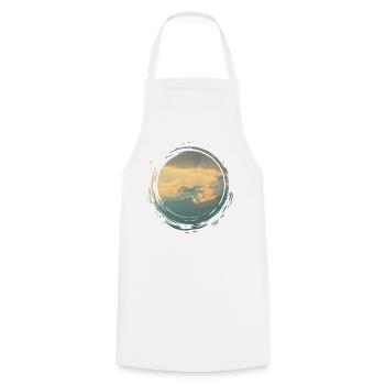 Sunlit Sky Circle Pinseldruck - Kochschürze - Weiß - Vorne - AI Model Male 185 dark (185cm)