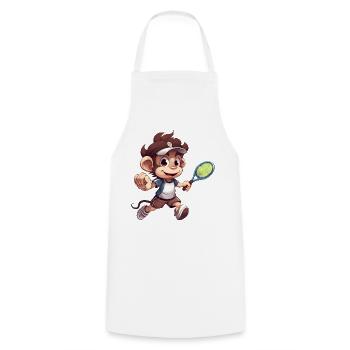 Tennis spielender Affe Schimpanse Cartoon - Kochschürze - Weiß - Vorne - AI Model Male 185 dark (185cm)