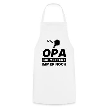 Opa schmettert immer noch – Tischtennis Shirt - Kochschürze - Weiß - Vorne - AI Model Male 185 dark (185cm)