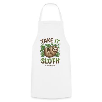 Take It Sloth – Gemütliches Faultier Geschenk - Kochschürze - Weiß - Vorne - AI Model Male 185 dark (185cm)