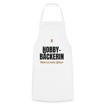 Hobby-Bäckerin – Mehl ist mein Glitzer - Kochschürze - Weiß - Vorne - AI Model Male 185 dark (185cm)