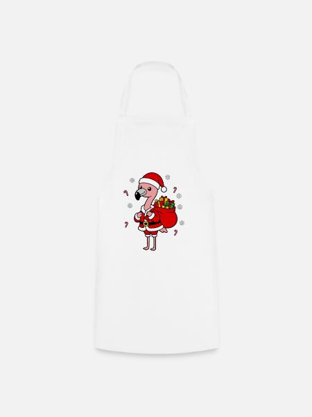Niedliche Kawaii Flamingo Santa Weihnachtsgeschenk-Kunst - Kochschürze - Weiß