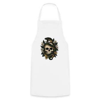 Totenkopf Schlange Blätter Gothic Skull Shirt - Kochschürze - Weiß - Vorne - AI Model Male 185 dark (185cm)