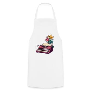 Schreibmaschine baut einen Papiergarten an - Kochschürze - Weiß - Vorne - AI Model Male 185 dark (185cm)