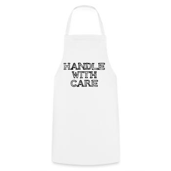 HANDLE WITH CARE Schriftzug handgezeichnet - Kochschürze - Weiß - Vorne - AI Model Male 185 dark (185cm)